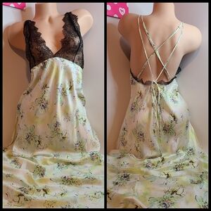 Y2K VS Designer Collection Fantasy Island 100% Silk Maxi Slip Dress Size Lg